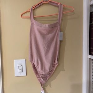 Pink square neck bodysuit womn